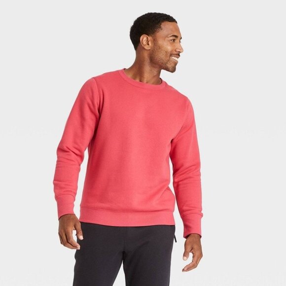 All in Motion Mens Cotton Fleece Crewneck Sweatshirt, Dark Pink, Size S, NWT - Picture 1 of 4